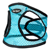 Bark Appeal teal-netted harness side view showing breathable comfort for warm-weather walks