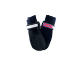 Bark Brite all-weather neoprene paw boot on paw shows secure fit for all seasons