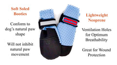 Bark Brite blue small side view highlights flexible fit and paw conformity for natural movement