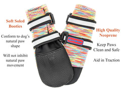 Bark Brite neoprene paw booties with water-resistant sole in action on wet terrain