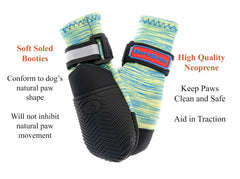 Bark Brite paw boot reflective strap enhances visibility during evening walks.