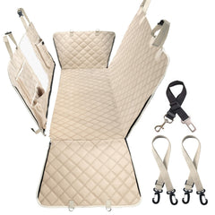 Bark Lover backseat cover hammock provides full coverage for pets during road trips.