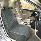 Bark Lover Deluxe front seat cover gray fabric protects seats from dogs and spills.