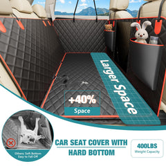 Bark Lover hard-bottom dog seat cover provides stable surface for comfort on trips