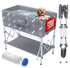 Bark Spa foldable dog bath tub enables compact storage and easy home grooming.