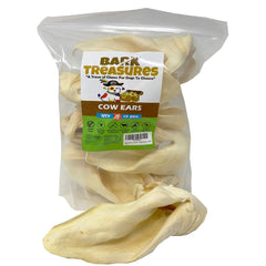 Bark Treasures Cow Ears dog treat pack showcasing premium chews for daily enrichment.