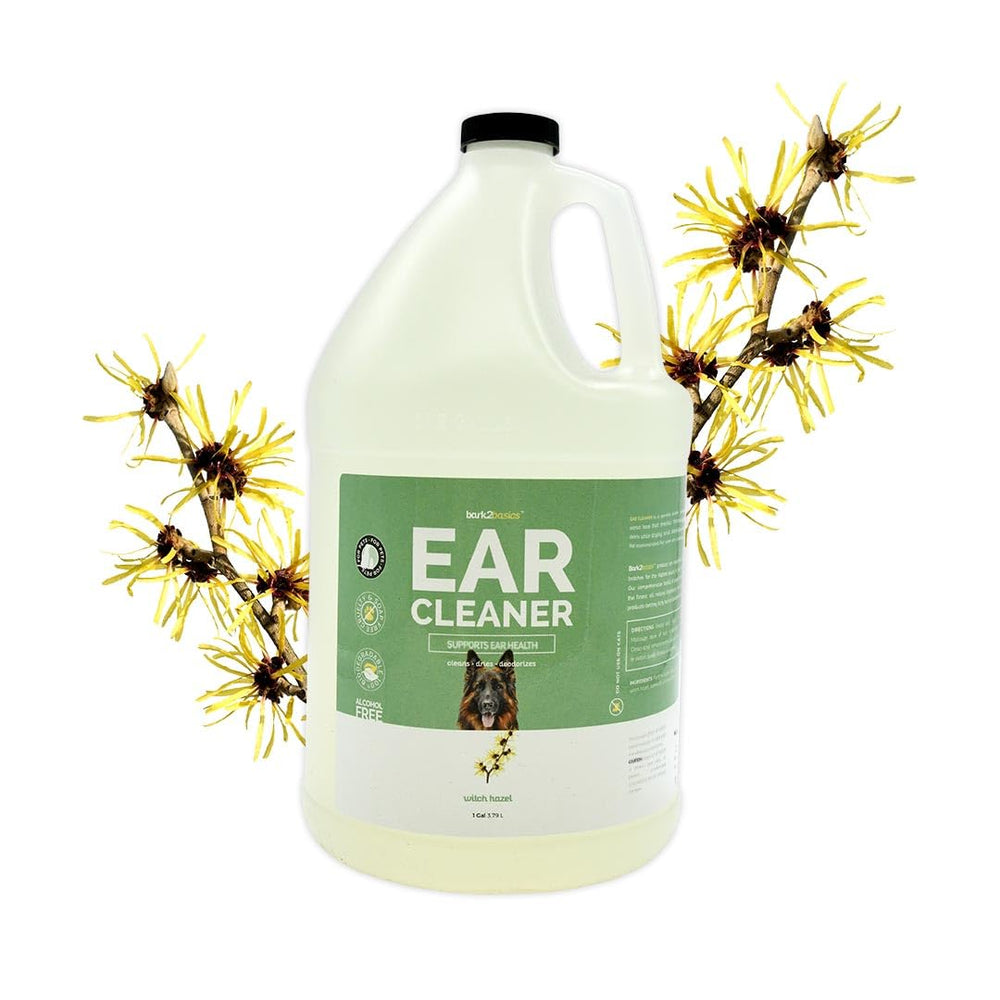 Bark2Basics dog ear cleaner bottle applying solution for gentle ear care
