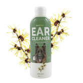 Bark2Basics dog ear cleaner bottle for gentle cleansing and debris removal in clean ears.