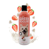 Bark2Basics strawberries-cream yogurt shampoo label highlights natural ingredients and protein-rich formula