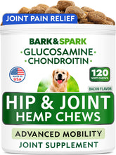 BARK&SPARK advanced hemp chews packaging for dogs with resealable bag for joint support