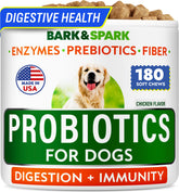 BARK&SPARK 180ct dog probiotics chicken chews support healthy digestion.