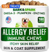 BARK&SPARK dog allergy relief chews jar front for skin and coat support.