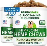 BARK&SPARK hemp chews bottle closeup for joint support and palatable daily use