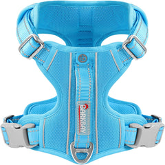 BARKBAY no-pull blue front view highlights breathable air mesh for cool walks.