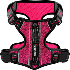 BARKBAY dog harness no-pull pink-black on walking dog offers comfortable control during strolls.