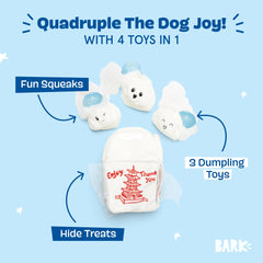 BarkBox 2in1 tearable design reveals inner toy during playtime.