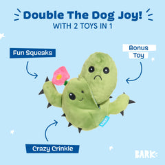 BarkBox Consuela Cactus tear-open reveal shows two-in-one play.