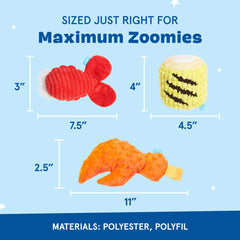BarkBox The Maine Event corn toy scene ideal for chewing textures and crinkle sounds.