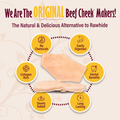 Barking Buddha Beef Cheek Chips Extra Thick slices show a long-lasting chew texture.