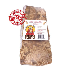 Barking Buddha beef cheek slices ingredients closeup, single-ingredient all-natural dog treat.