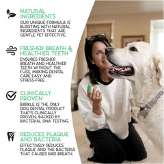 Barkle dog breath-freshening gel label for improved breath