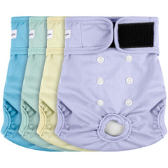 Barklincharm four-pack reusable dog diapers setup for easy at-home use and travel readiness.