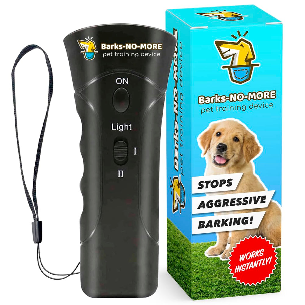 Barks No More bark deterrent front view demonstrating humane training aid