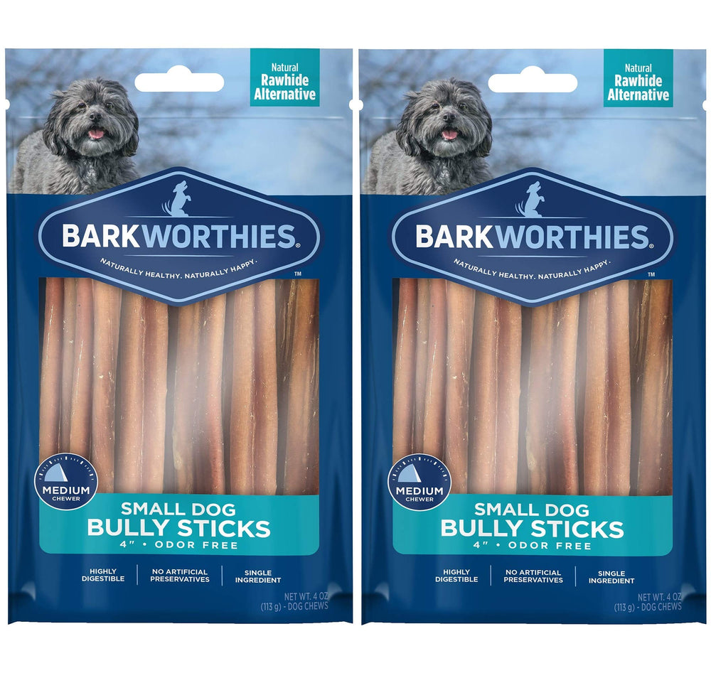 Barkworthies 4-inch odor-free bully sticks for small dogs provide a digestion-friendly chew
