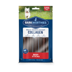 Barkworthies Plain Collagen Sticks 6in pack showing a long lasting chew for dogs