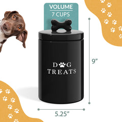 Barnyard Designs ceramic dog treat storage on counter blends decoration with practicality