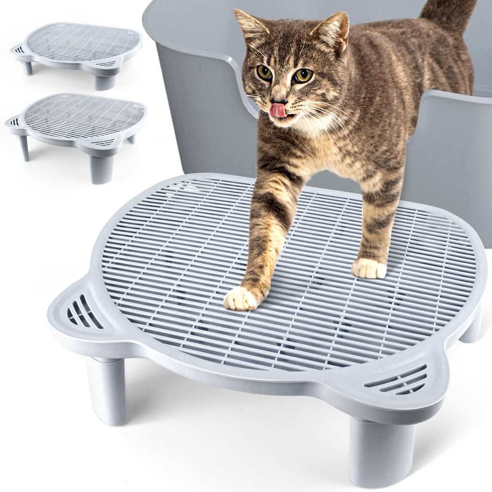 Bartuke adjustable cat ramp with litter-box step provides easy access.