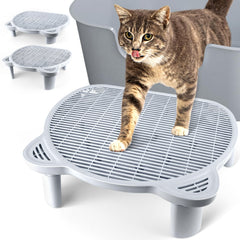 Bartuke adjustable cat ramp with litter-box step provides easy access.