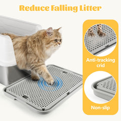 Bartuke litter box step fits most boxes for versatile setup.