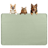 Bartuke dog food mat top view in green, large 40x28 for multiple bowls