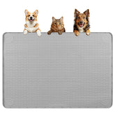 Bartuke dog food mat 40x28 setup shows a clean feeding area for multiple bowls