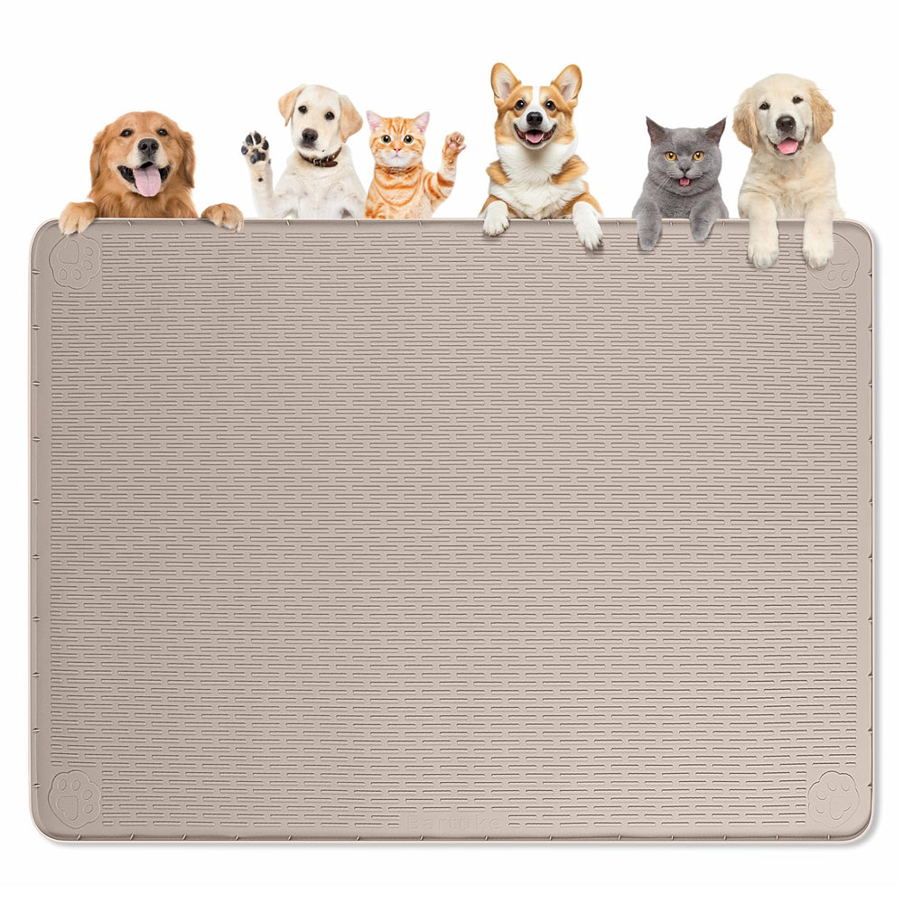Bartuke dog food mat 50x35 raised edge protects floors from spills