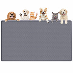Bartuke dog food mat extra-large dimensions for multiple bowls keeps floors clean.