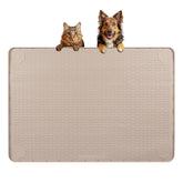 Bartuke Dog Food Mat large setup shows ample space for bowls and water to reduce spills