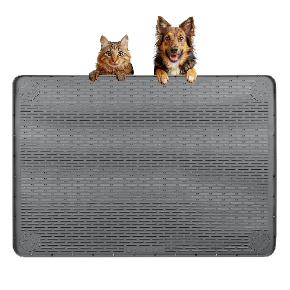 Bartuke dog food mat large 34x22 with raised edge to contain spills