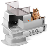 Bartuke XXXL stainless steel litter box front view showing ample interior space for large cats