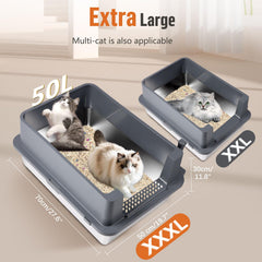 Bartuke XXXL stainless-steel litter box side with high edge to contain splashes