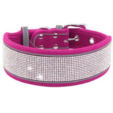Bbmmayy rhinestone dog collar hot pink closeup highlights crystals and soft suede comfort