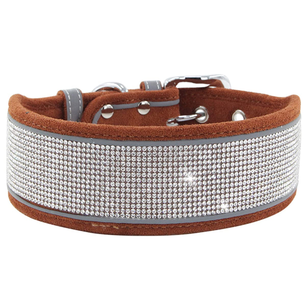 Bbmmayy rhinestone dog collar with soft suede for comfortable daily wear.