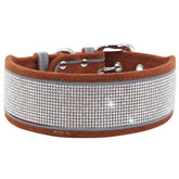 Bbmmayy rhinestone dog collar with soft suede for comfortable daily wear.