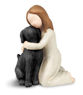 BC Bingo Castle black dog angel figurine with pose detail for comforting pet memories