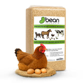 Bean Products hemp bedding packaging shows 10-lb bag ready for storage and use