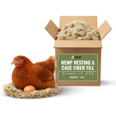 Bean Products Hemp Nesting Fiber box pad close-up demonstrates dust-free nesting for cleaner boxes