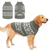 BEAUTYZOO dog Christmas sweater gray front view highlights warm, festive style for large dogs