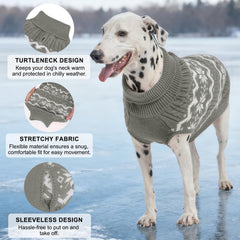 BEAUTYZOO dog Christmas sweater gray side view shows flexible knit for comfortable movement