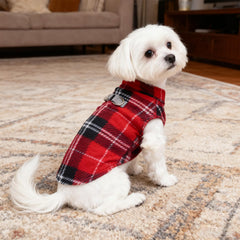 BEAUTYZOO dog fleece vest back view shows D-rings for leash attachment